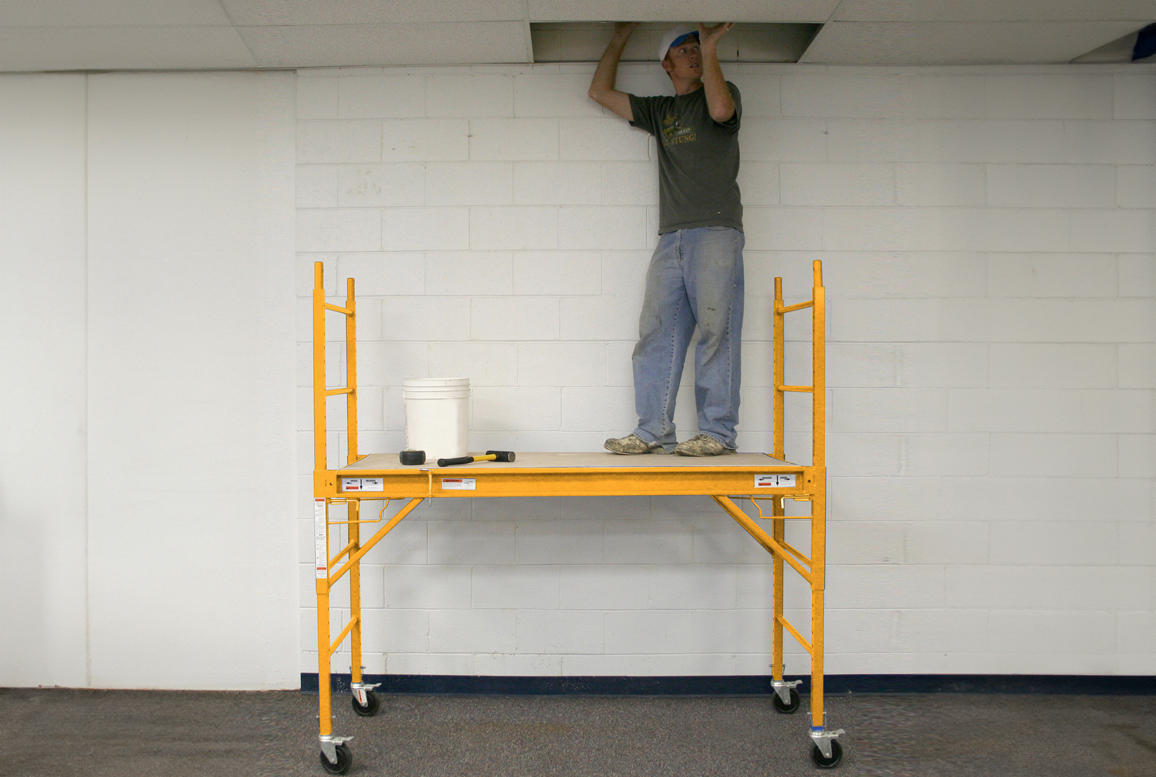 Bakers rack, also known as scaffolding, helps install ceiling tile, drywall, and painting projects. Buffalo Corp Pro Series